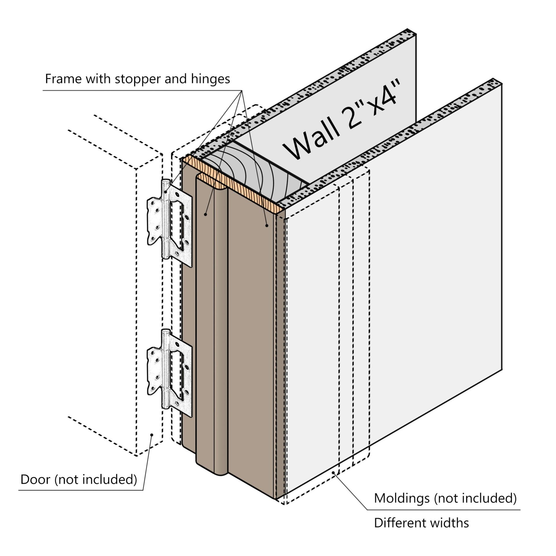 Regular Door Frame XRM - 05 - Double for 2" x 4" wall