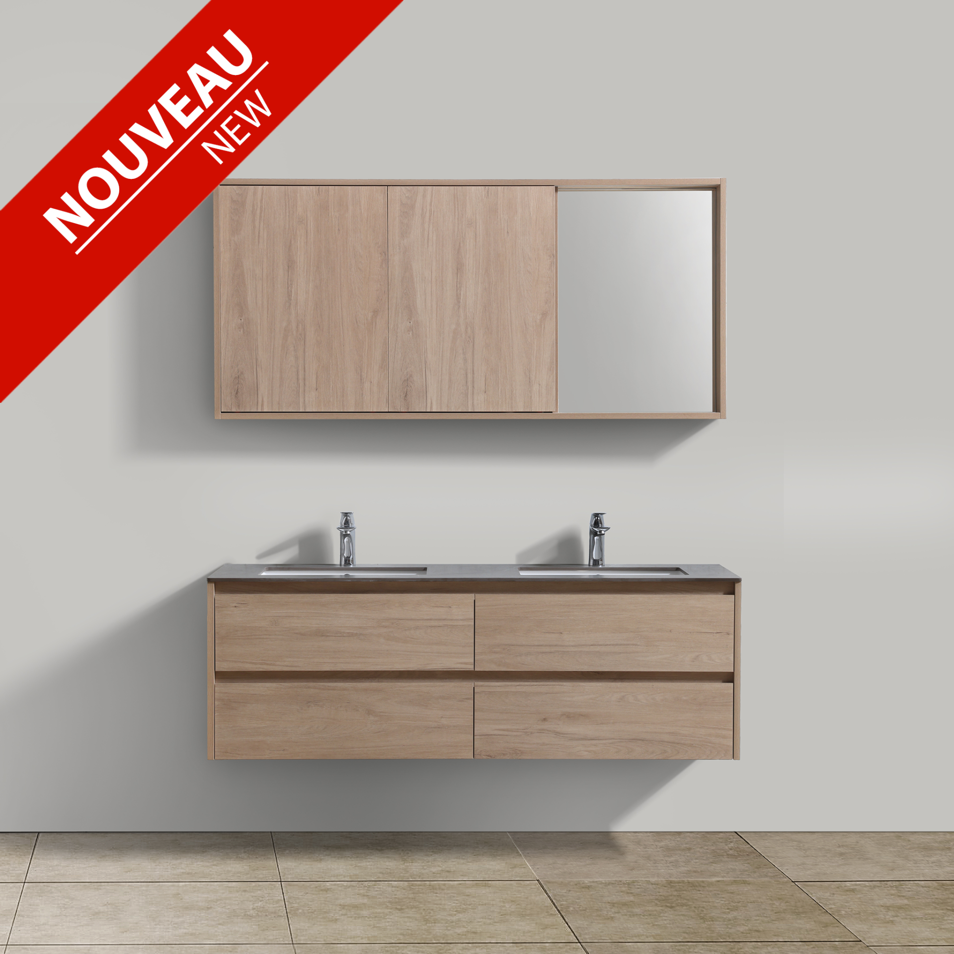 Happy (Wally) 60" with Medicine Cabinet Mirror