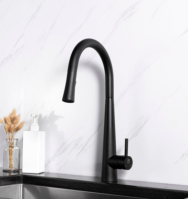 Touch sensor kitchen faucet with pull cord