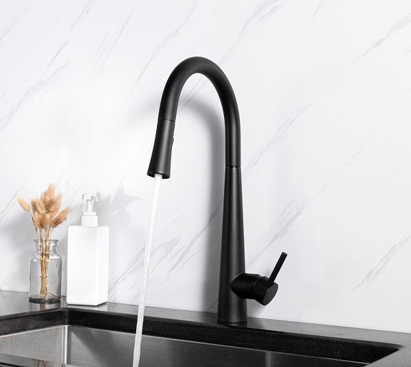 Touch sensor kitchen faucet with pull cord